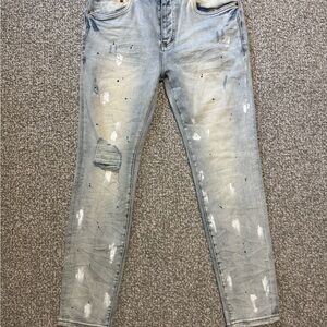 Men's Distressed Light Blue purple jeans